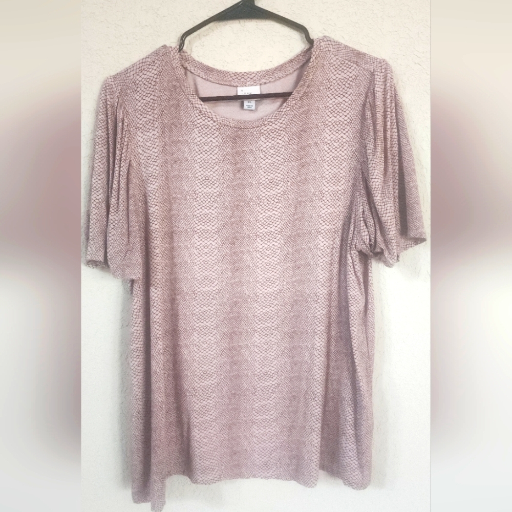 A New Day Animal Print Burgundy and Pink Snake Skin Top Size XL